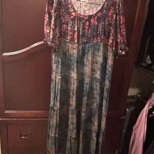 NATURAL LIFE Floral and Blue Maxi Dress